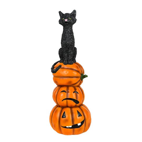 32&#x22; Halloween Black Cat &#x26; Pumpkins Stack